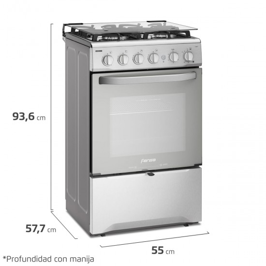 COCINA A GAS F-2608T INOX 4Plt FENSA