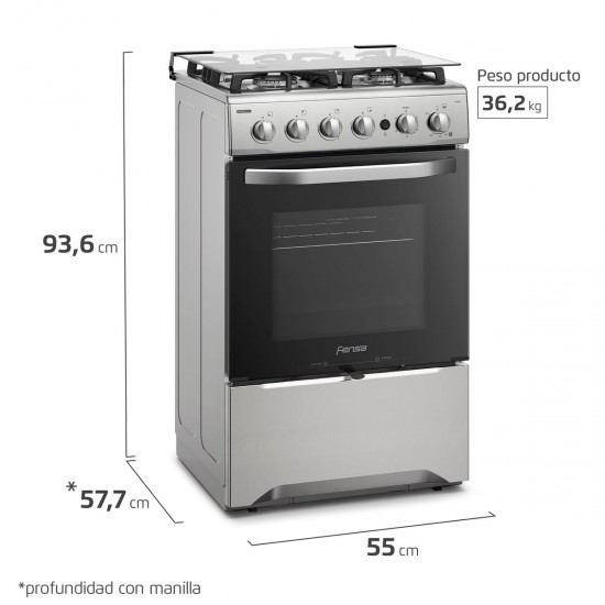 COCINA A GAS F-2606T INOX 4Plt FENSA