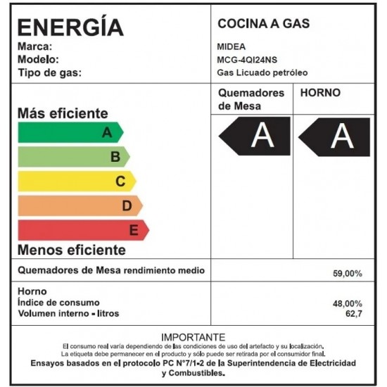 Cocina a Gas MCG-4QPI24NS 4 Platos Midea