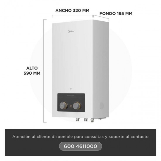 Calefont MGWH10-20MDNCLW-GL de 10 Litros Midea