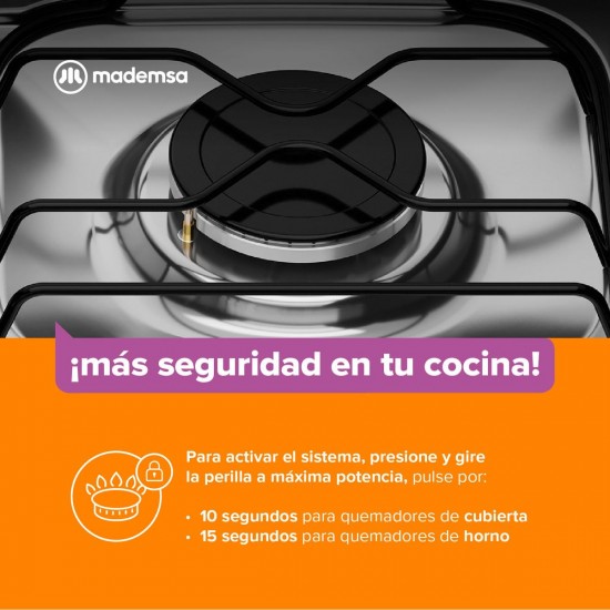 Cocina a Gas 4 Platos FM4LS Inox Mademsa