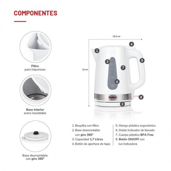 Hervidor de 1,7 Litros TH-4340 Thomas