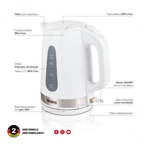 Hervidor de 1,7 Litros TH-4340 Thomas