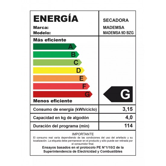 Secadora 9D BZG Mademsa