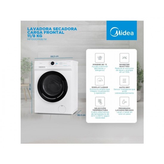 LAVADORA SECADORA MF100D110B/W  MIDEA