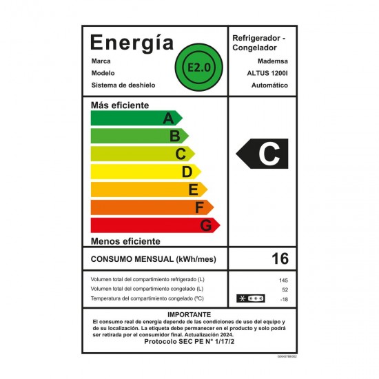 Refrigerador 1200 Altus de 197 Lt Mademsa