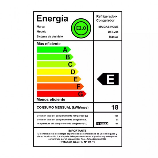 Refrigerador DF2-285 Frio Directo de 205 Lt Maigas
